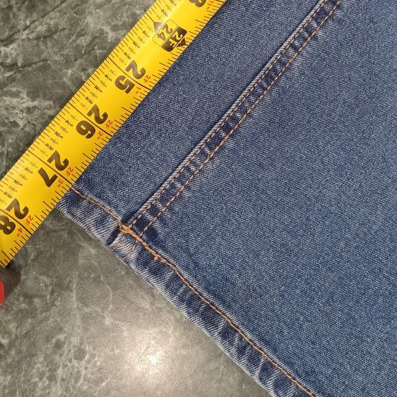 FRYE Medium wash blue denim high rise straight leg Distressed jeans size 12/31 - Picture 10 of 12